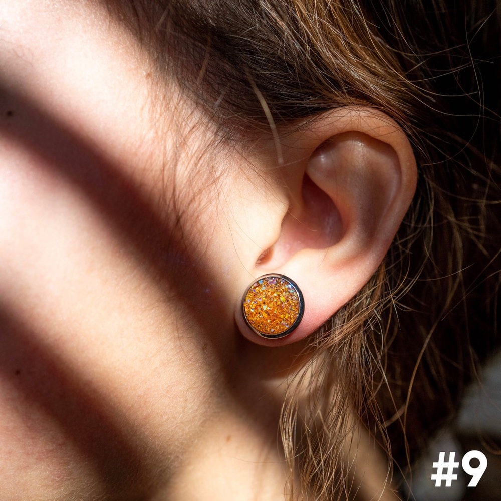 Dainty Druzy Round Earrings
